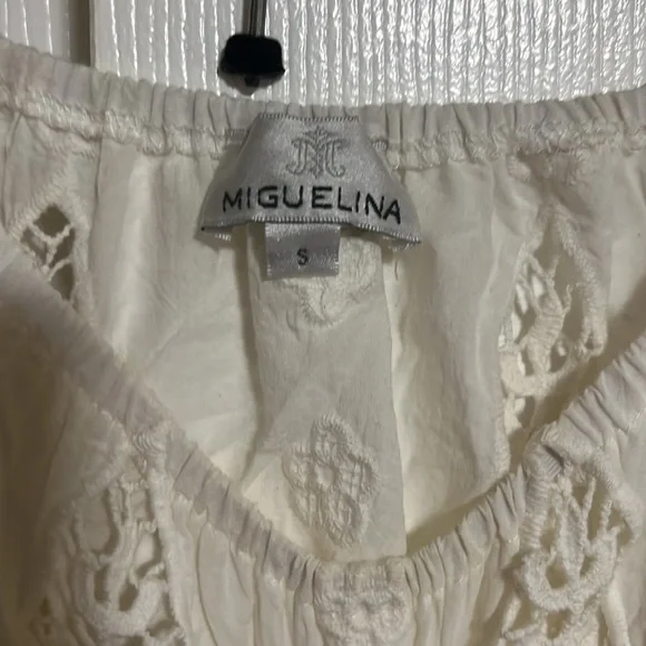 Miguelina Eyelet Knit Off Shoulder Mini Dress - Picture 6 of 7